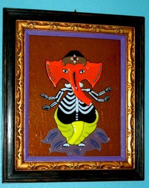 Custom Made Fused Glass Day Of The Dead Wall Art - Ganesha