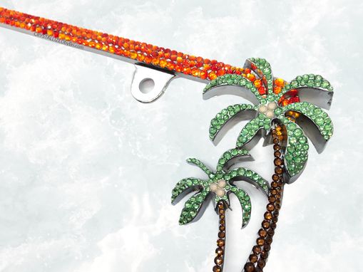 Custom Made Tropical Beach European Crystal License Plate Frame Bedazzled Car Bling Crystallized Palm Trees