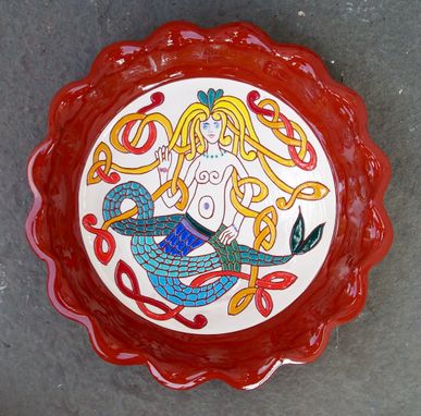 Custom Made Redware Celtic Mermaid Plate