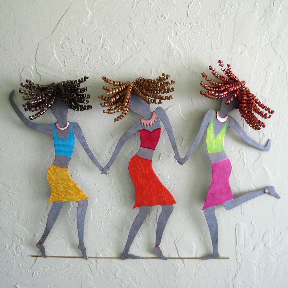 Hand Crafted Handmade  Upcycled Metal Girlfriends Wall  Art 