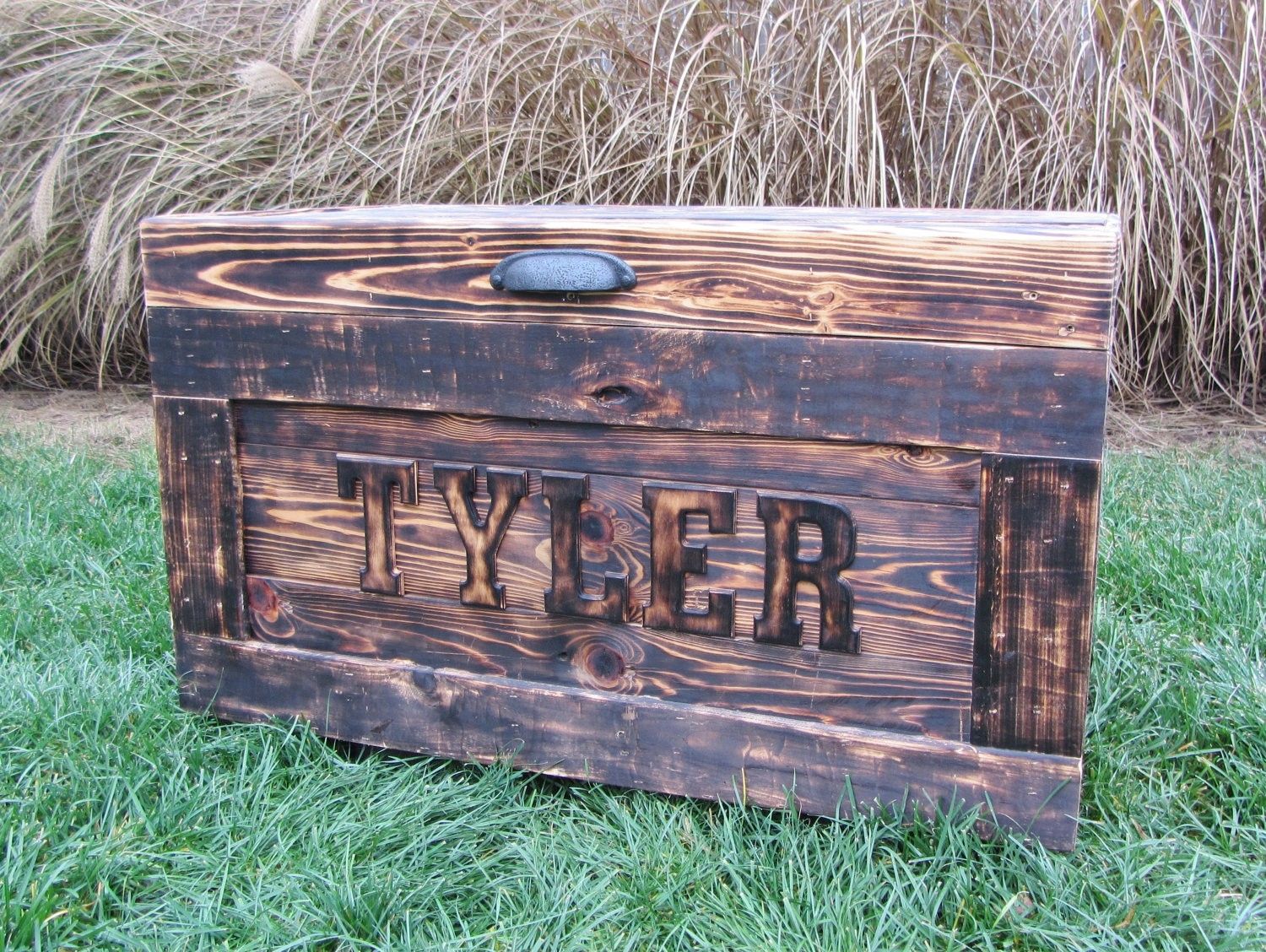 distressed wood toy chest