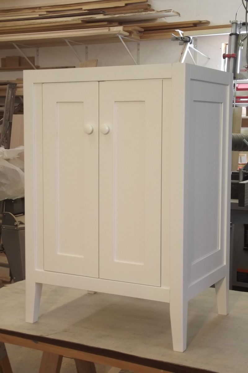 Hand Made Warm White Lacquered Shaker Vanity by Ziegler Woodwork And