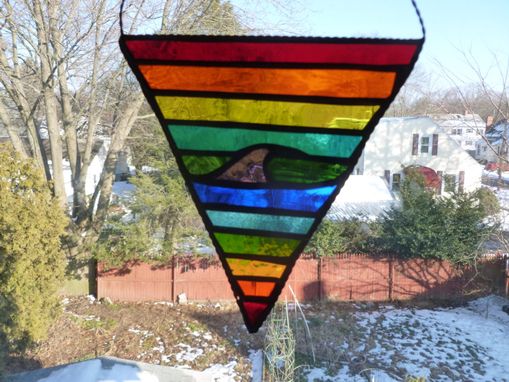 Custom Made Rhode Island Rainbow Pride Wave Stained Glass Art