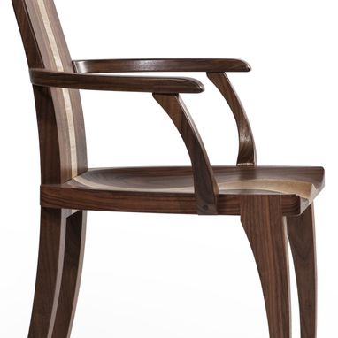 Custom Made Armchair - Dining Chair Handmade From Solid Dark Walnut Wood, Also In Cherry Or Mahogany