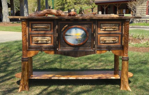 Custom Made Adirondack Aquatic Themed Sideboard