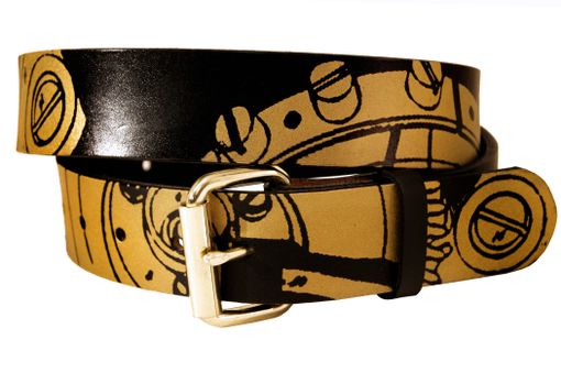 Custom Made Gears And Cogs Leather Belt