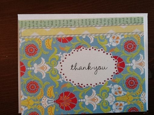 Custom Made Blue And Green Collage Thank You Notecard Set