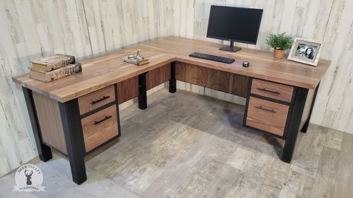 Custom Made Walnut Corner Desk, Modern Corner Desk, Office Desk