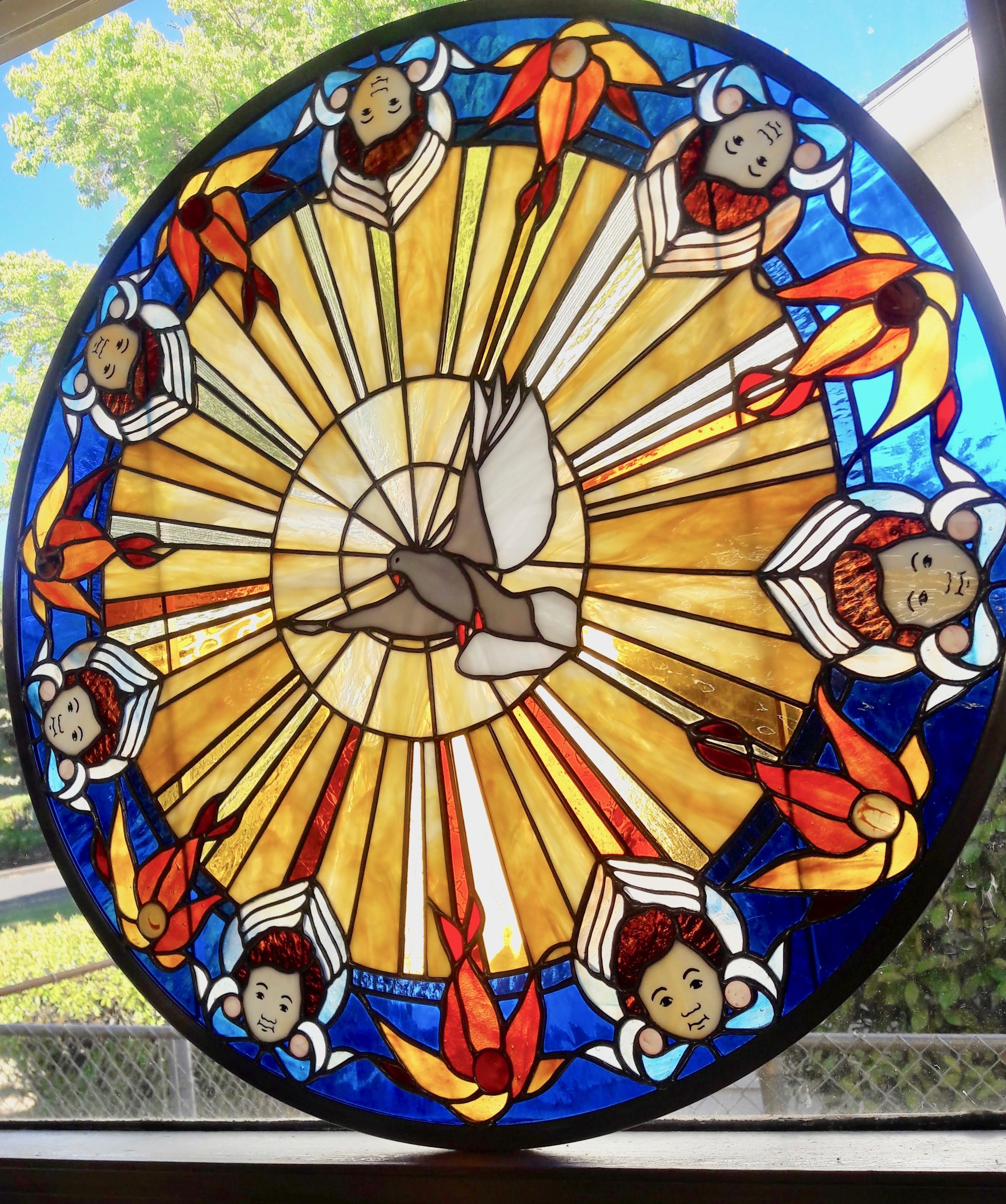 Hand Made The Gift Stained Glass Panel by Caron Art Glass
