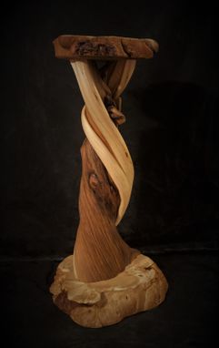 Custom Made Handmade Tiwsted Juniper Taxidermy Pedestal On Blue Pine Bases