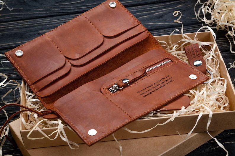 Leather Wallet for Women Handmade Large Womens Wallet Long 