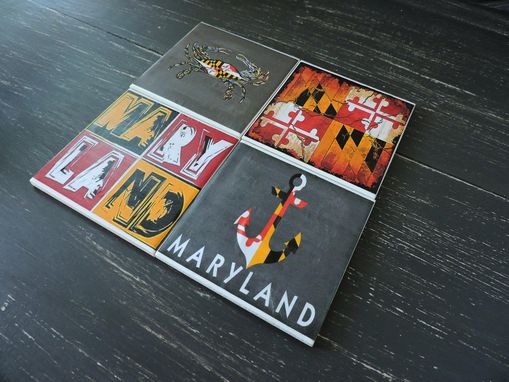 Custom Made Maryland Flag Theme Ceramic Coasters