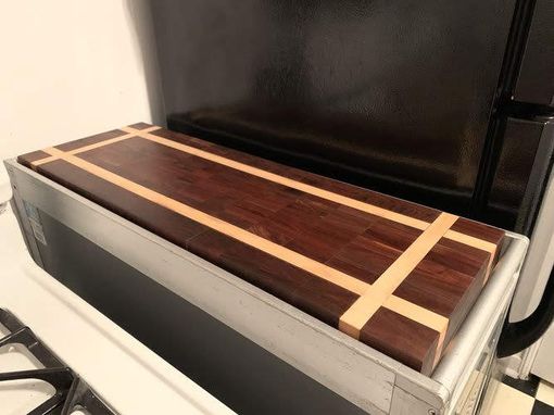 Custom Made End Grain Walnut And Maple Cutting Board For Food Cart