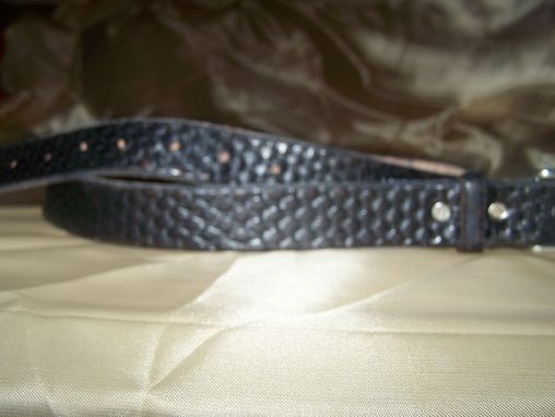 Custom Made Hand Stamped Leather Belt. 1-1/4" With Basketweave Design