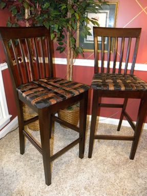 Custom Made Custom Barstool With Seat From Woven Recycled Leather Belts