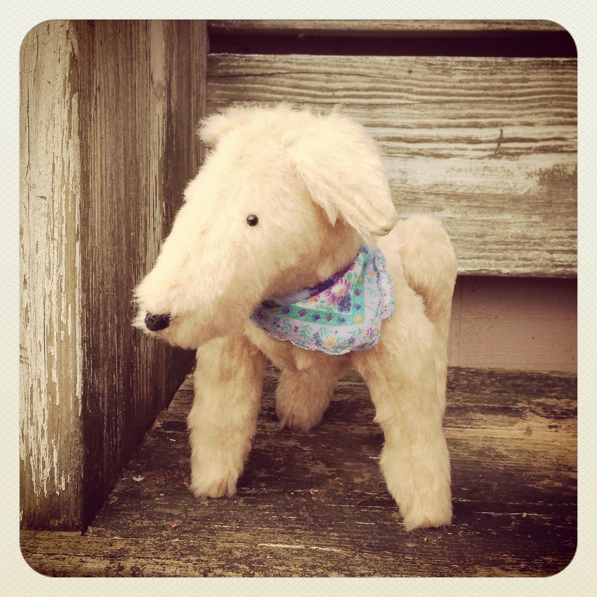 Hand Crafted Jointed Dog/Fur Made From Recycled Bottles/Vintage Style