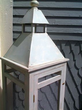 Custom Made Shabby Distressed Tall Bird Cage Cabinet