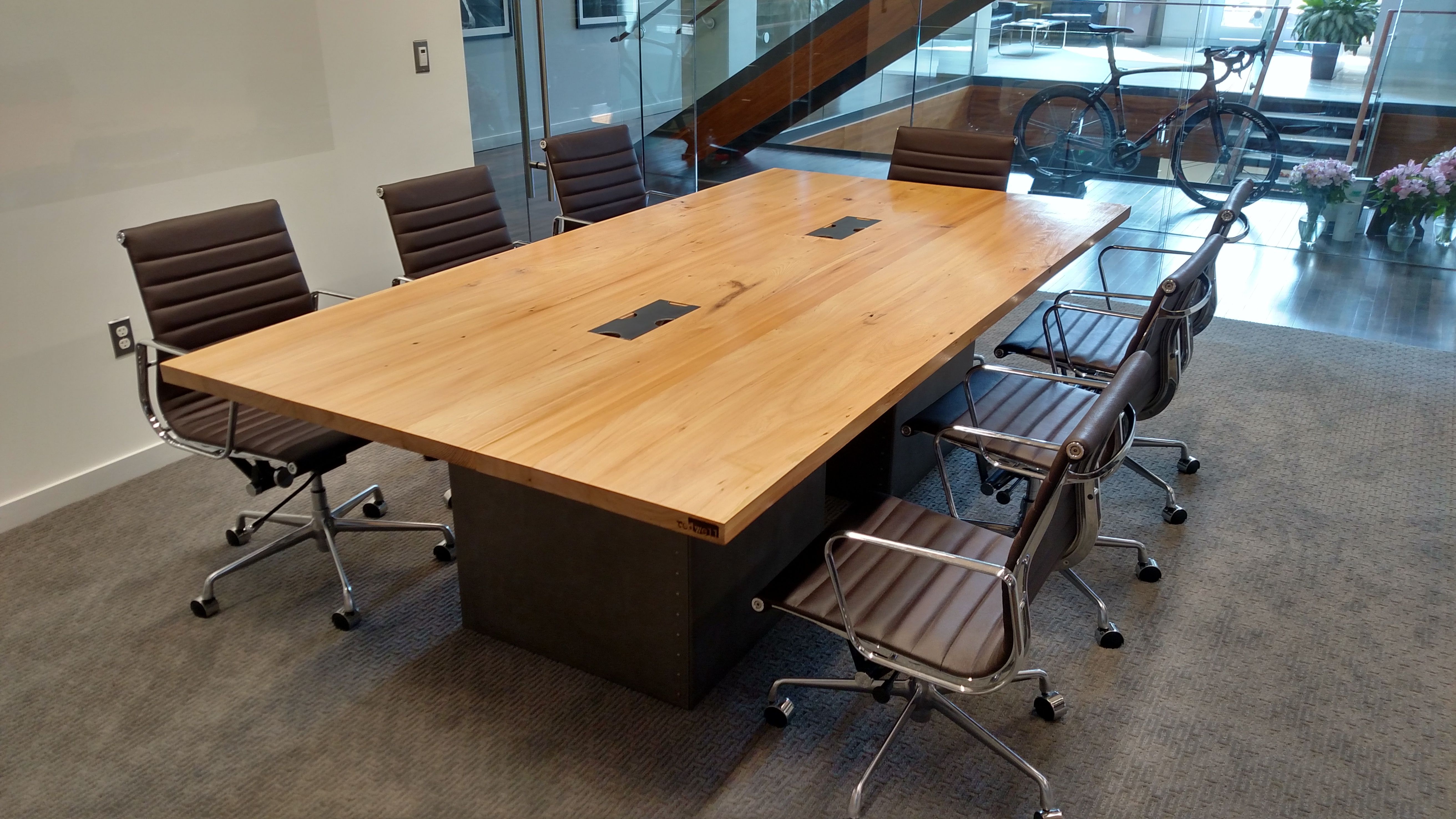 Hand Crafted Reclaimed Wood And Steel Industrial Conference Table by re