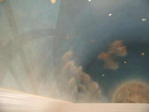 Custom Made Sky Mural With Gold Leaf Stars By Visionary Mural Co.