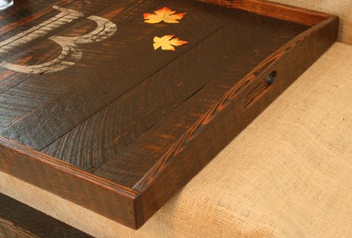 Custom Made Rustic Modern Oversized Ottoman Tray Table Top Serving Breakfast Tray With Handles