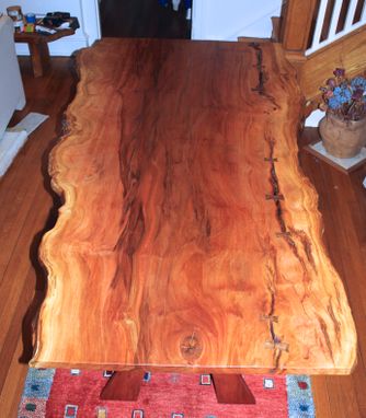 Custom Made Sycamore Slab Dining Table With Live Edges