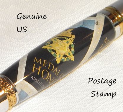 Custom Made Handcrafted Medal Of Honor Us Postage Stamp Twist Pen