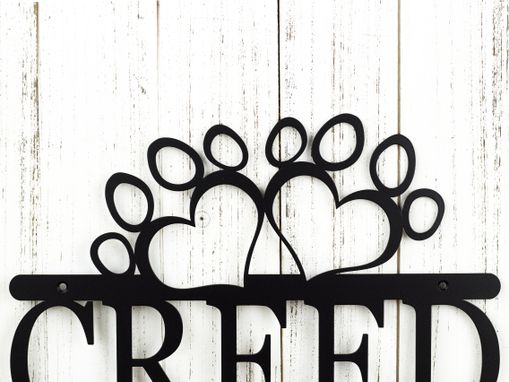Custom Made Custom Dog Name Metal Sign, Dog Paws