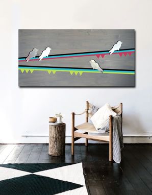 Custom Made Birds 48x24 - Wood Wall Art, Metal Wall Art, Modern Wall Art, Wall Decor, Modern Painting