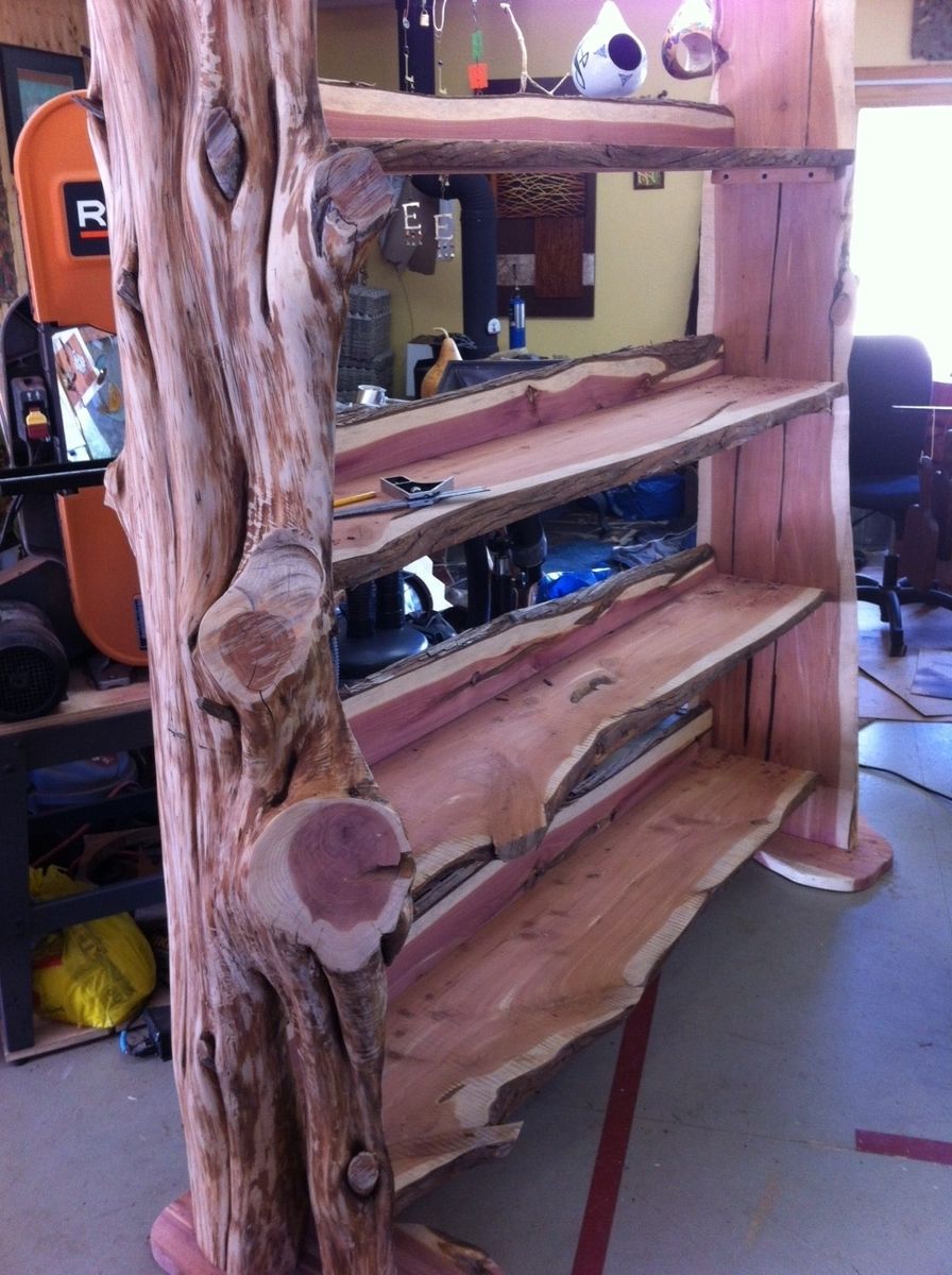 Hand Made Cedar Tree Trunk Retail Display Shelf by Earthshack