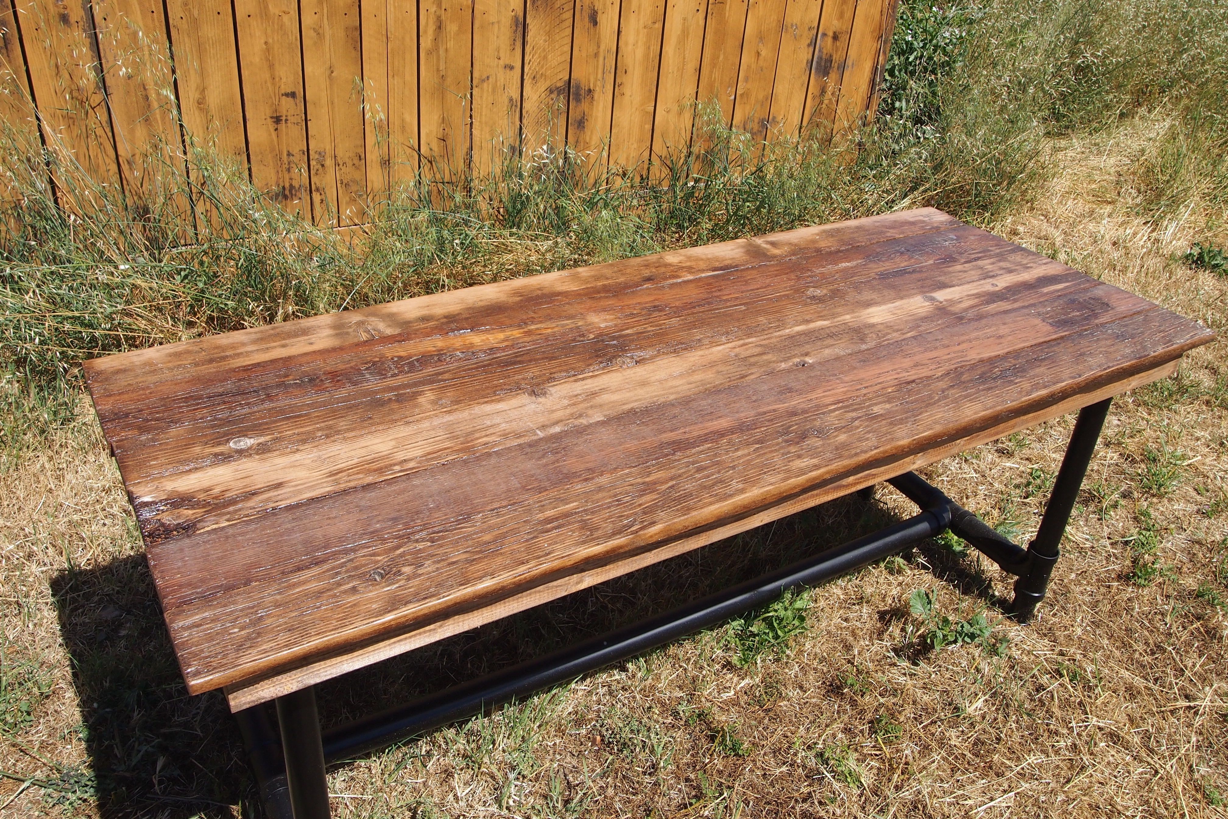 barnwood kitchen table with white legs