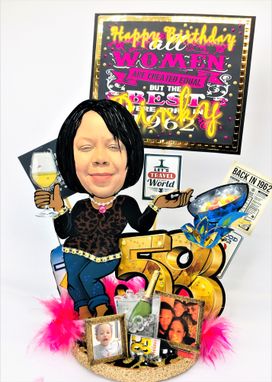 Custom Made Selfie Queen Birthday Cake Topper For Woman, 50 & Fabulous Cartoon Small