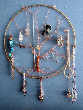 Custom Made Jewelry Display - Wall Art - Tree Of Life - Copper And Brass - Jewelry Storage
