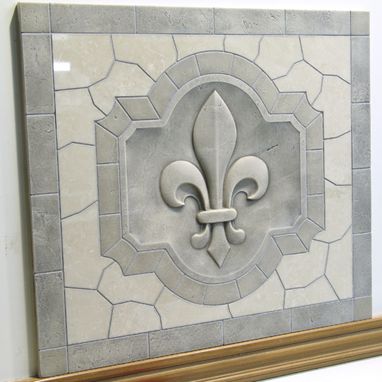 Custom Made Classic Fleur De Lis  Relief Carved Marble Tile