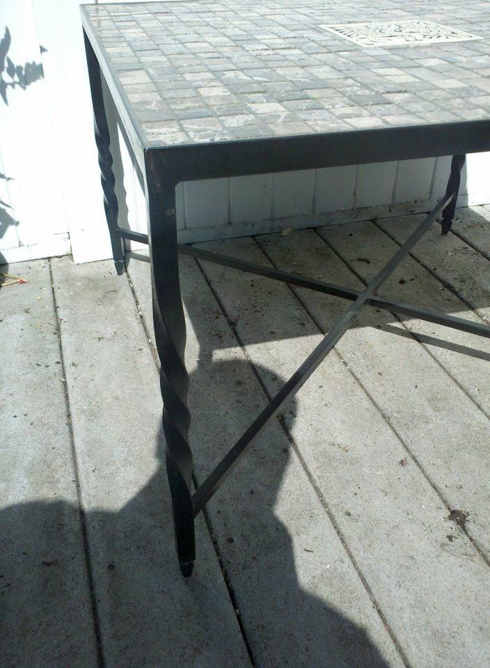 Custom Made Slate Tile Coffee Table by On The Level Welding