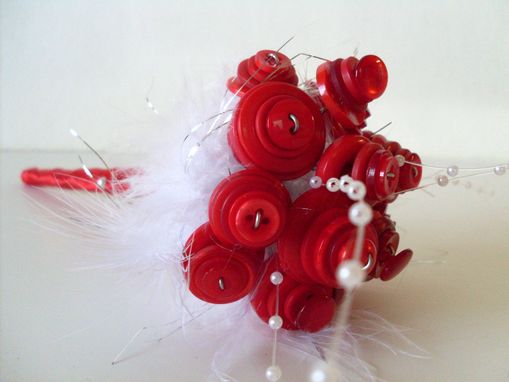Custom Made Red Buttons Wedding Toss Bouquet