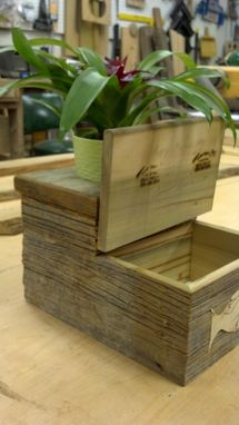 Custom Made Barn Wood Planter Stand With Storage