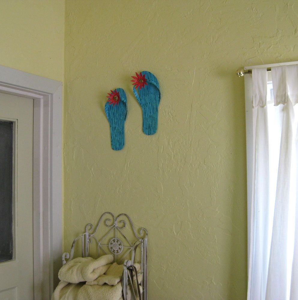 Custom Handmade Upcycled Metal Pair Of FlipFlops Wall Art Sculpture In