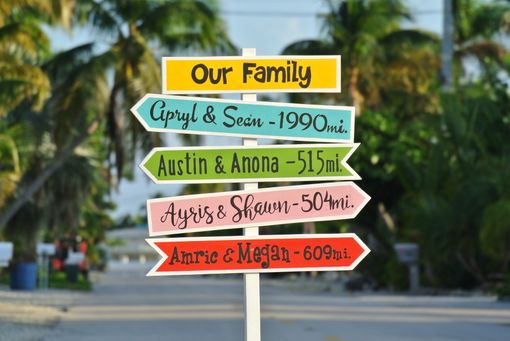 Custom Made Our Family Wood Directional Sign Garden Decor Sign Post Personalized. Christmas Gift Idea