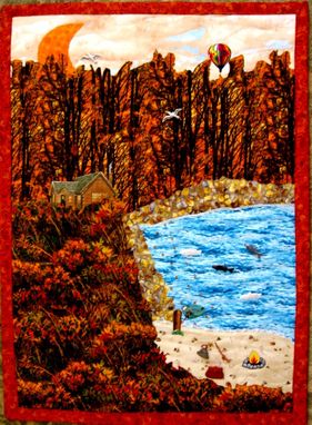 Custom Made Quilted Landscape Wall Hanging - "Autumn Evening"