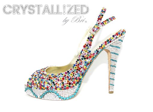 Custom Made Fully Crystallized High Heels Bling Shoes Genuine European Crystals Bedazzled Pumps Sandals