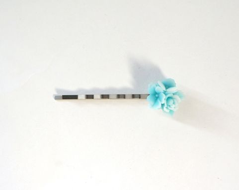 Custom Made Icy Blue Flower Hairpin