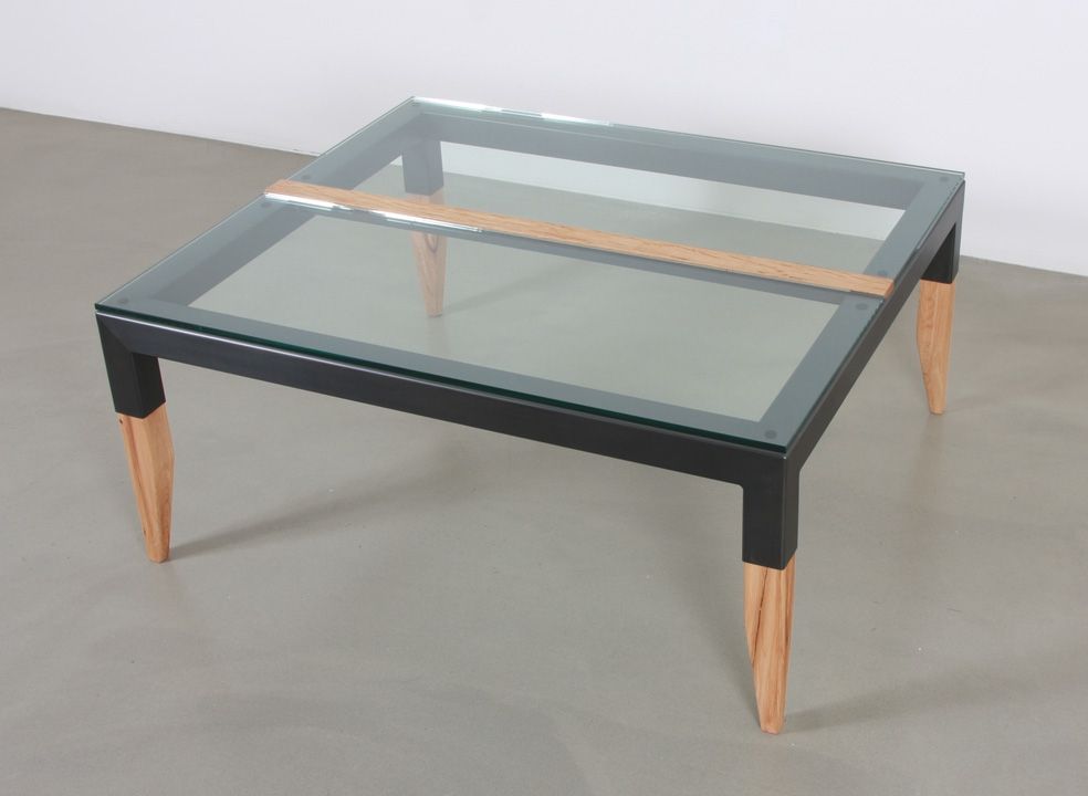 Custom Made 'Squared' Coffee Table In Recycled Steel, Glass And