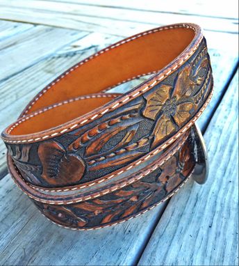 Custom Made Custom Western Floral Belt Hand Carved In Usa