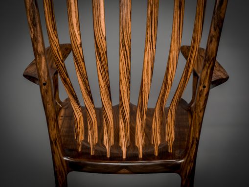 Custom Made Walnut & Zebrawood Handshake Rocking Chair
