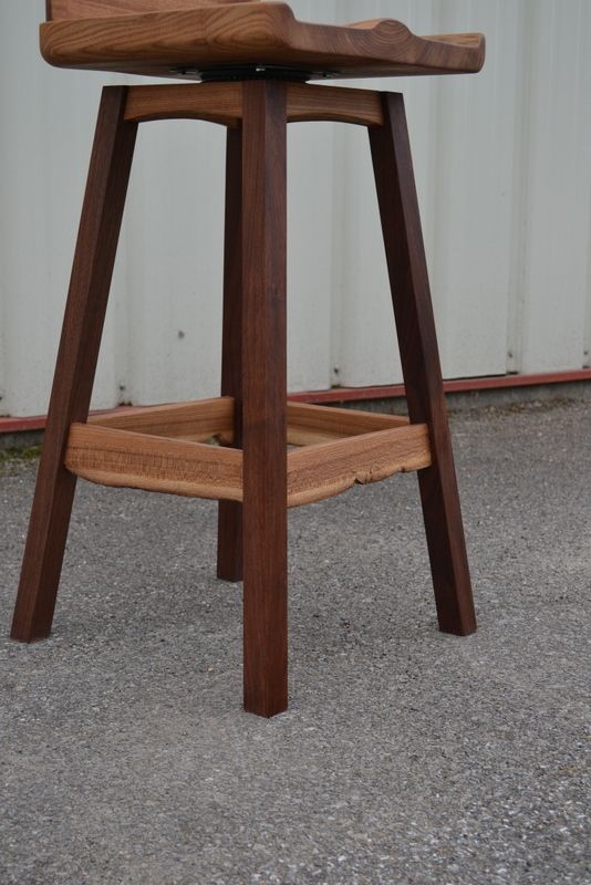 Buy Hand Crafted Live Edge Elm And Walnut Bar Stool With Swivel Seat Made To Order From Corey 