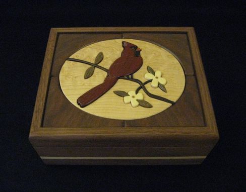 Custom Made Intarsia Cardinal Keepsake/Jewelry Box