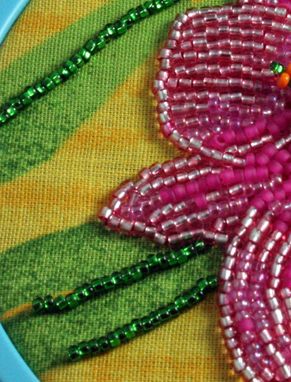 Custom Made Bead Embroidered Flower Painting "Tropical Breezes"