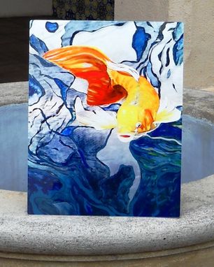 Custom Made Koi Fish On Metal Aluminum Print, 'Swimming Through Color'