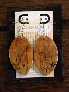 Custom Made Spalted Maple Wearable Sculpture Earrings With Sterling Silver