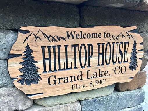Custom Made Outdoor Signs, Wooden Carved Cabin Sign, Pine Trees, Camp Sign, Custom Wood Sign, Cabin Sign